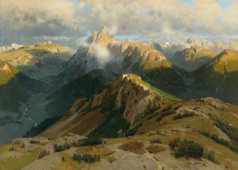 Landscape featuring lush foliage, oil painting by Carl Julius Emil Ludwig