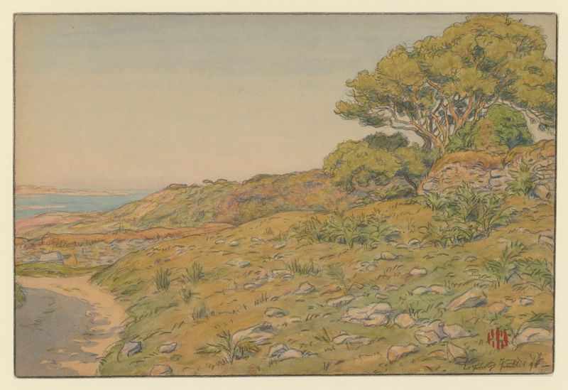 Loguivy by Henri Rivière, watercolor on paper depicting a tranquil coastal landscape