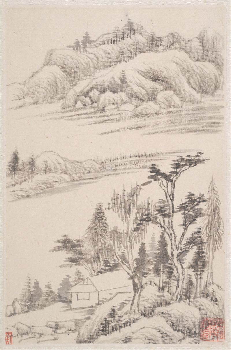 Landscape with mountains and nature by Dong Qichang, Chinese traditional.