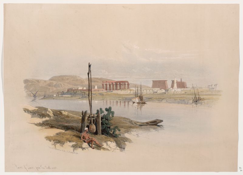 Ruins of Luxor landscape by David Roberts, oil painting