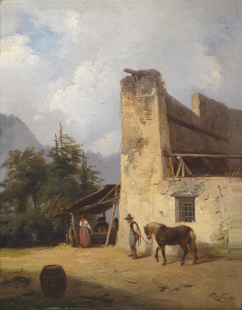 Landscape featuring an ancient tree by Ignaz Raffalt, Romanticism style