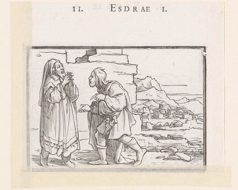 Escena histórica de Nehemiah por Hans Holbein (II), medio papel