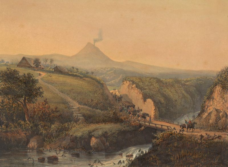 Paisaje exuberante con colores vibrantes, pintura al óleo de Johan Conrad Greive