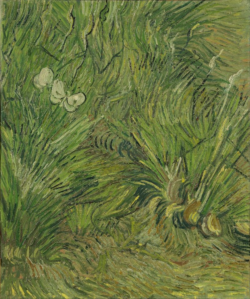 Jardín con mariposas, pintura al óleo de Vincent van Gogh