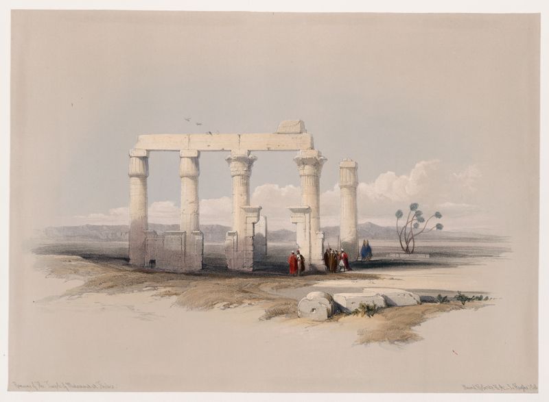 Restos del Templo de Medamout, óleo sobre lienzo de David Roberts