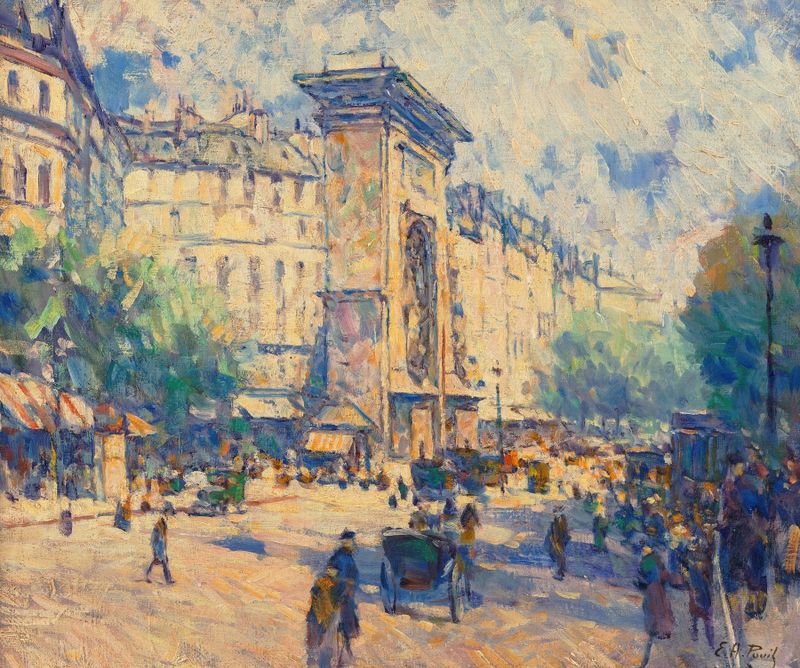Porte Saint-Denis by Elie Anatole Pavil, oil on canvas depicting an elegant archway