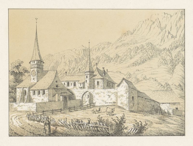 Paisaje tranquilo con colinas onduladas y cielo sereno, óleo sobre lienzo de Johann Friedrich Wagner