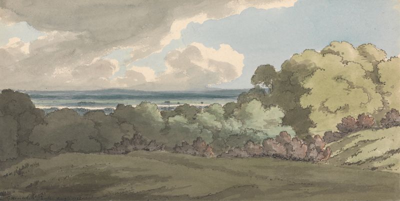 Landscape view of the Thames river by William P. Sherlock, oil painting