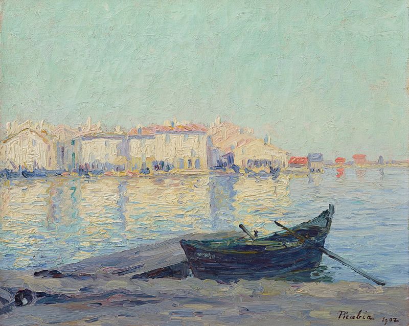 Paisaje de Sans titre (Port de Martigues) de Francis Picabia, óleo sobre lienzo