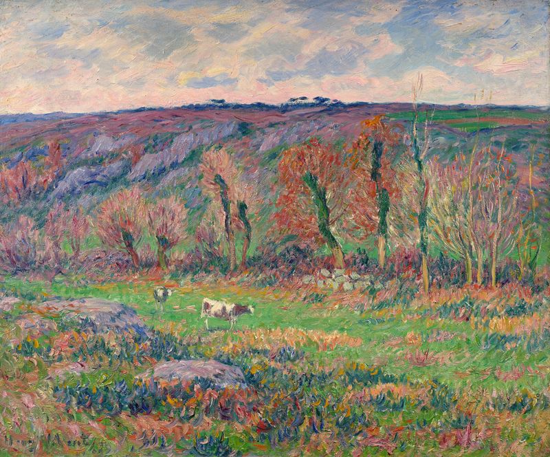 Landscape in Une vallée en Nevez, Finistère by Henry Moret, oil painting