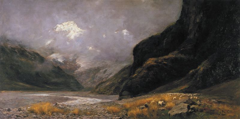 Mt. Sefton landscape oil painting by Charles Nathaniel Worsley