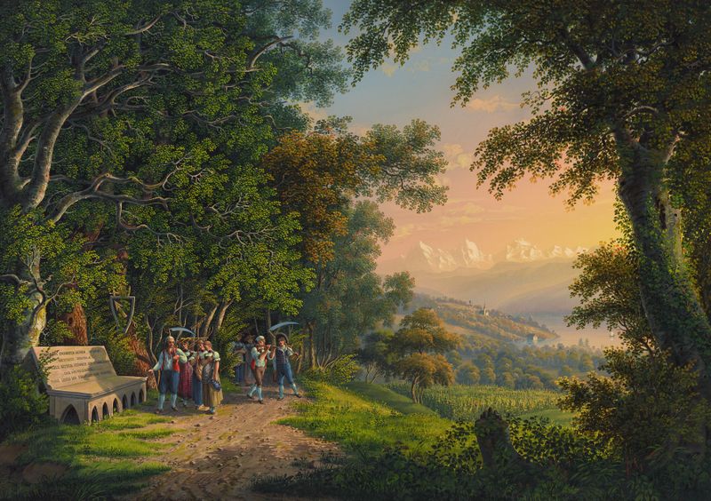Landscape by Johann Heinrich Bleuler the Younger, oil painting
