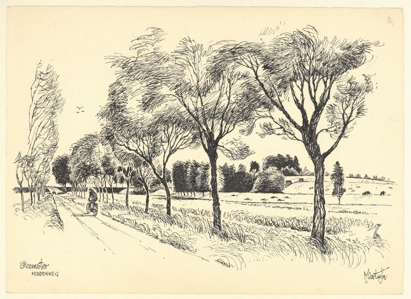 Pintura a óleo de paisagem por Maarten Oortwijn com campos esmeralda e colinas suaves