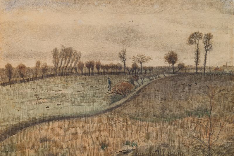Paisaje con álamos, óleo sobre lienzo de Vincent van Gogh