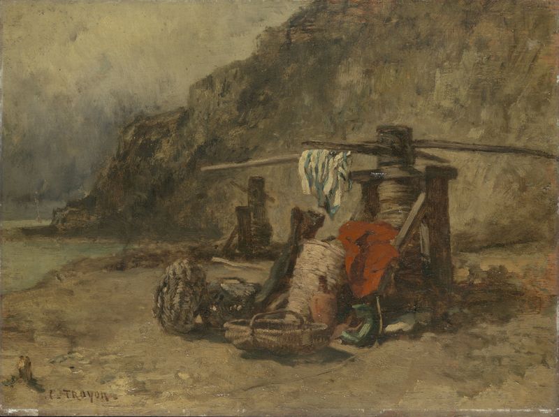 Marine scene with fishermen at the shore, oil painting by Constant Troyon