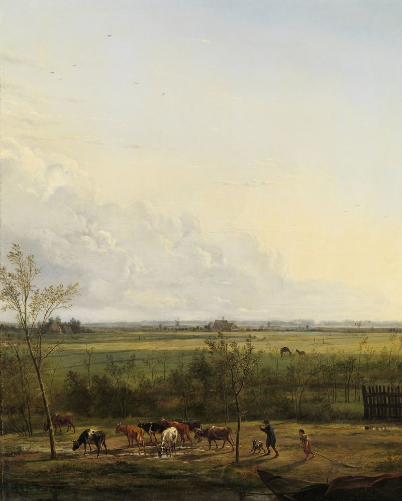 Landscape of meadows with wildflowers by Pieter Gerardus van Os, oil painting
