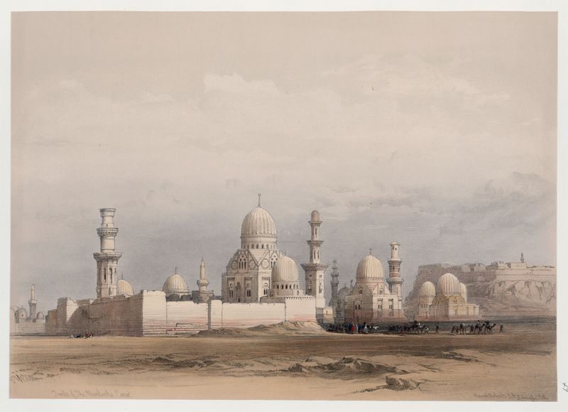 Túmulos dos Memlooks, arquitetura de David Roberts, 1846-1849, pintura a óleo
