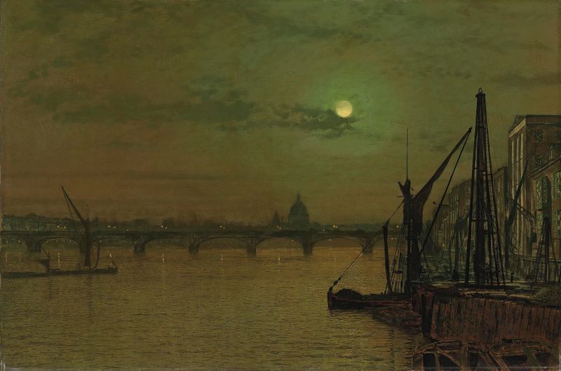 Waterloo Bridge ao crepúsculo, óleo sobre tela de John Atkinson Grimshaw