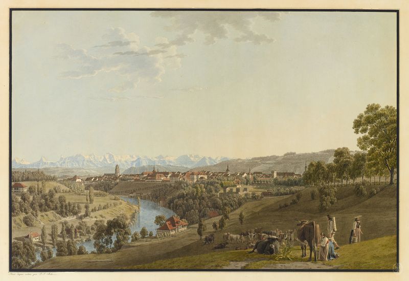 Landscape view of Bern, von Norden by Johann Jakob Biedermann, medium unknown