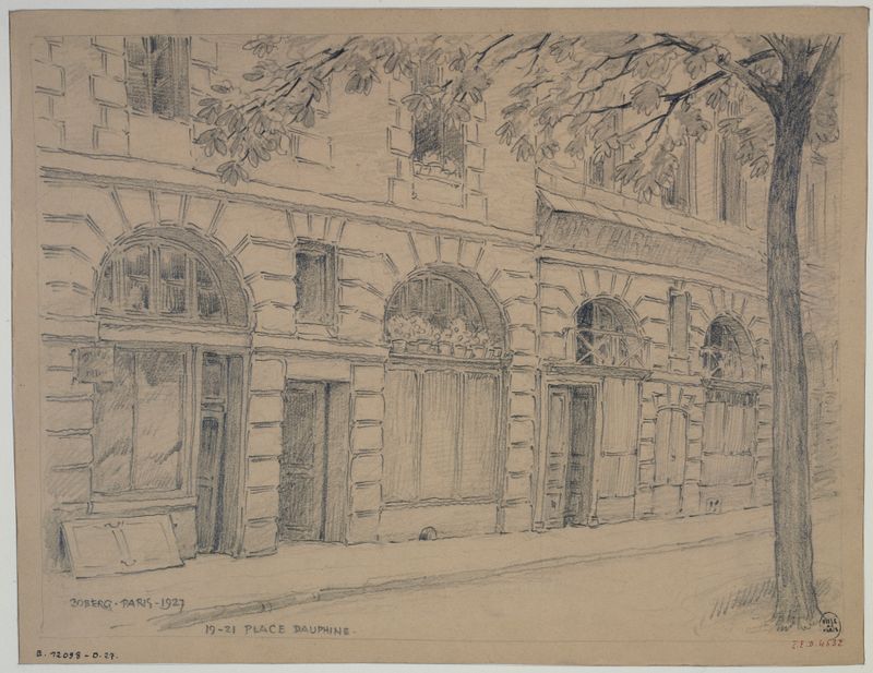 Escena arquitectónica con edificios en óleo sobre lienzo de Ferdinand Boberg