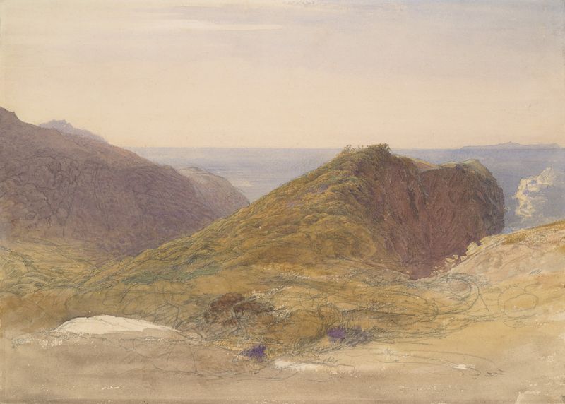 Pintura a óleo de Samuel Palmer que retrata a costa norte de Devon com a Ilha Lundy ao fundo.
