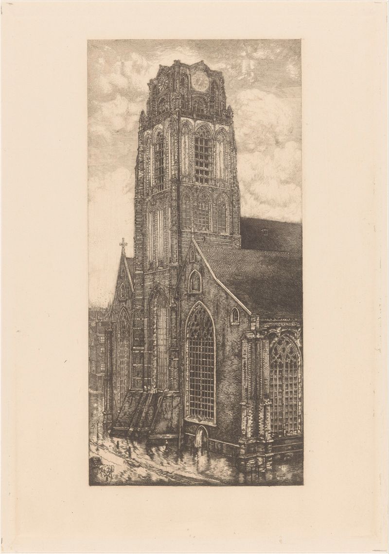 Grote of Sint-Laurenskerk in Rotterdam, oil on canvas by Pieter Dupont