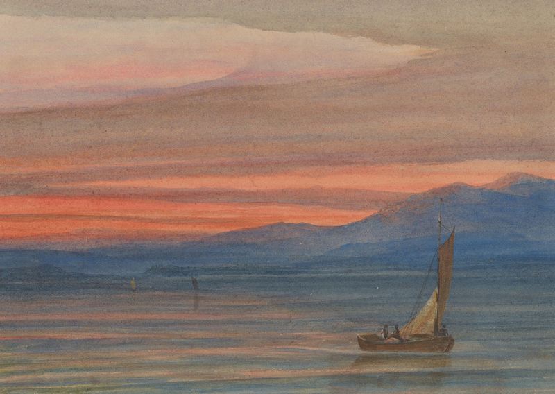 Landscape with sunset and golden light by Elisha Noyce