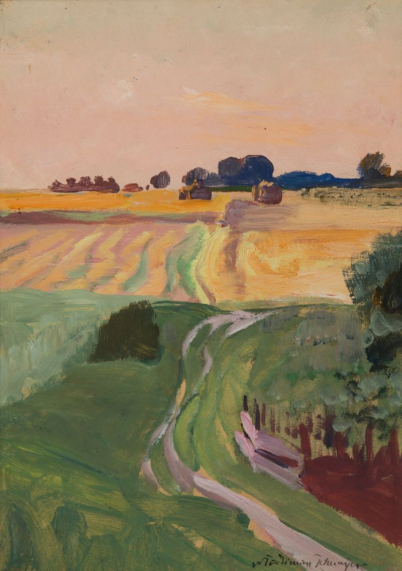 Fields and Cereals Studies by Włodzimierz Tetmajer, oil on canvas depicting fields of grain.