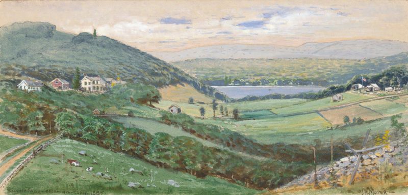Landscape of Scoville Farm, oil painting by James Henry Moser