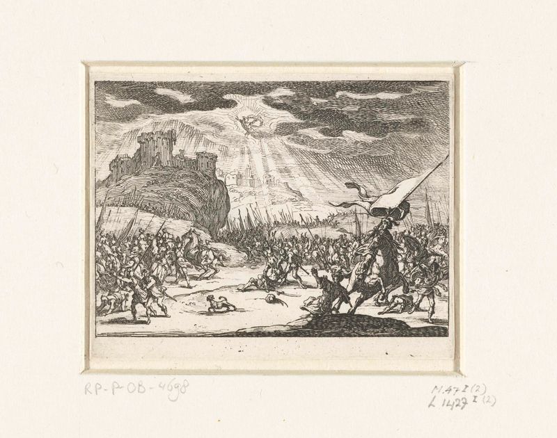 Gravura de Jacques Callot representando a conversão de Saulo com luz e sombra dramáticas.