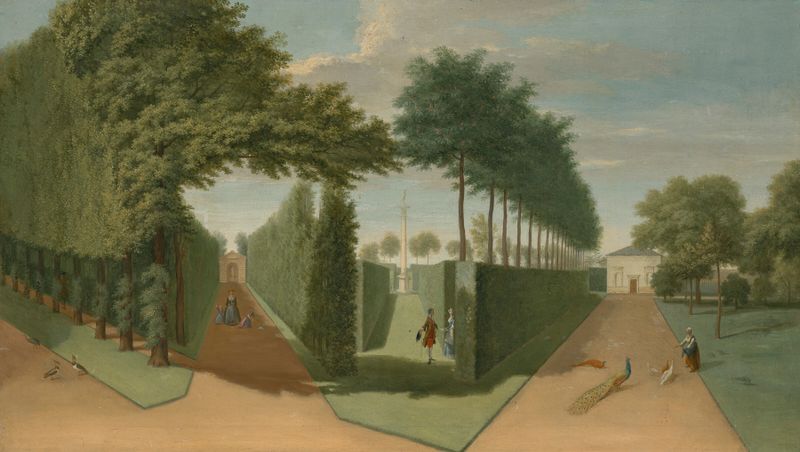 Landscape of Chiswick House gardens by Pieter Andreas Rysbrack, Rococo style