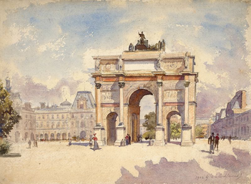 l’Arc du Carrousel vers la Cour du Louvre, oil on canvas by Guy De La Rochefoucauld