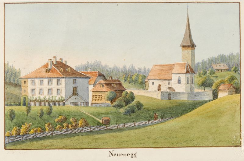 Paisaje de Jakob Samuel Weibel, Romanticismo, que muestra colinas serenas en azul y verde.