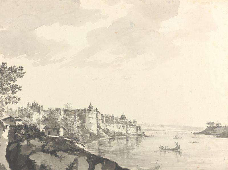 Landscape drawing in ink on paper by William Hodges
