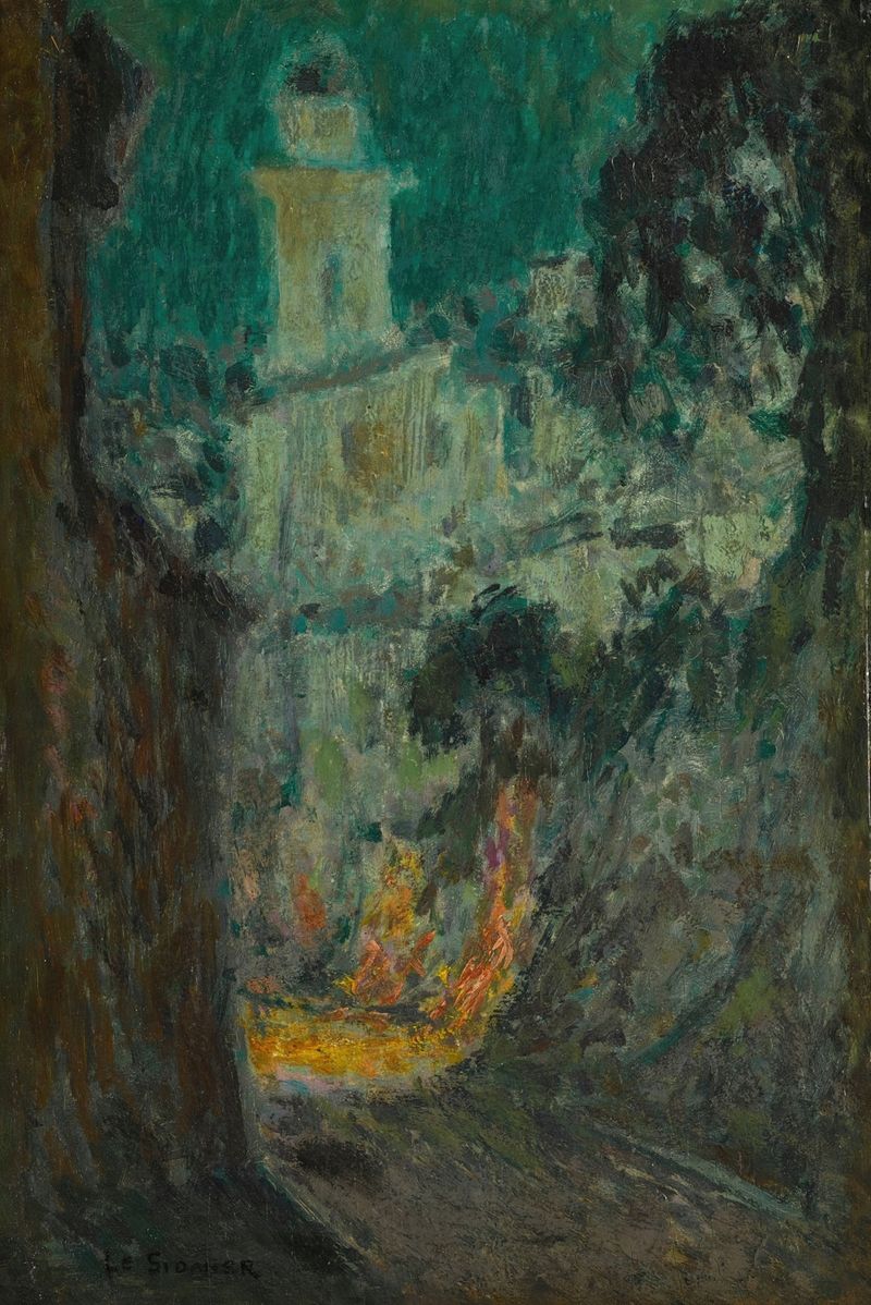 Landscape of La rue au Clair de Lune, oil painting by Henri Le Sidaner