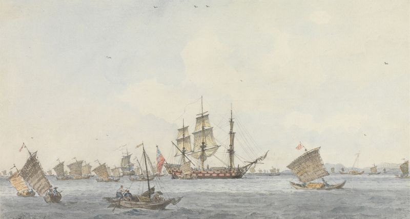The Hindostan anchored in the sea, oil on canvas by William Alexander