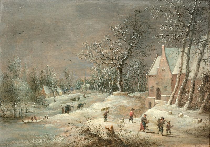 Paisagem de Lucas van Uden, óleo sobre tela representando cenas de verão e inverno.