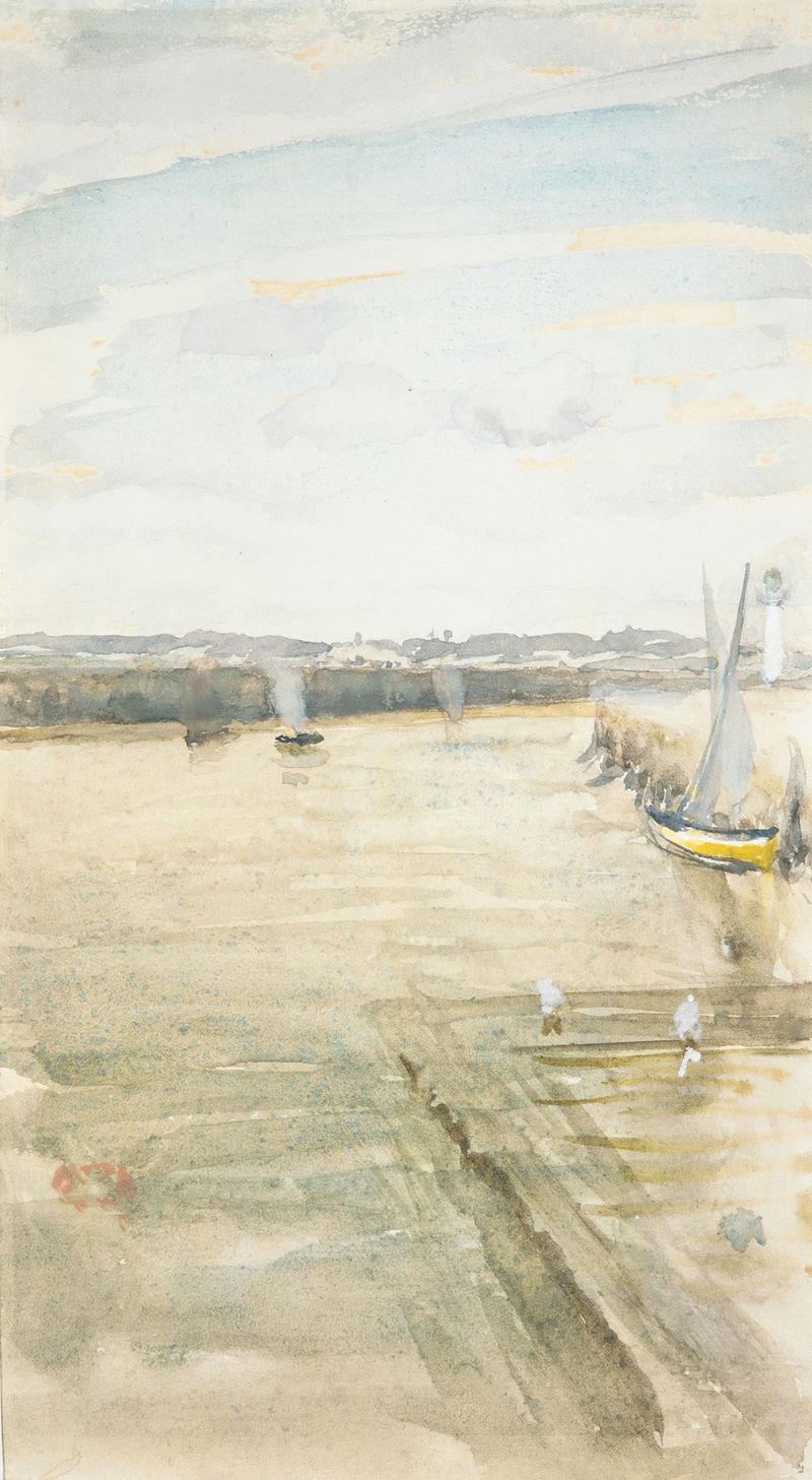 Cena marinha com rio e céu, óleo sobre tela de James Abbott McNeill Whistler