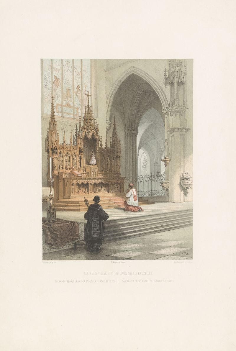Tabernacle in Ste Gudule’s church, oil painting by François Stroobant