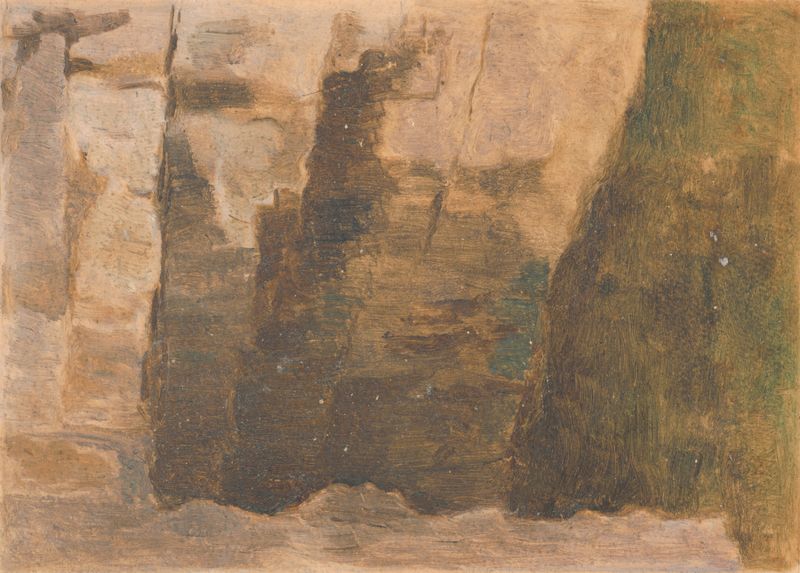 Brown Rocks de Dezider Czölder, Post-Impresionismo, paisaje con texturas ricas y colores terrosos.