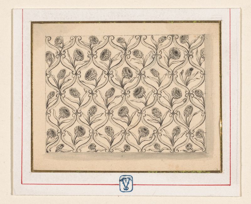 Pintura botânica a óleo de Jacques Vauquer com flores em molduras geométricas