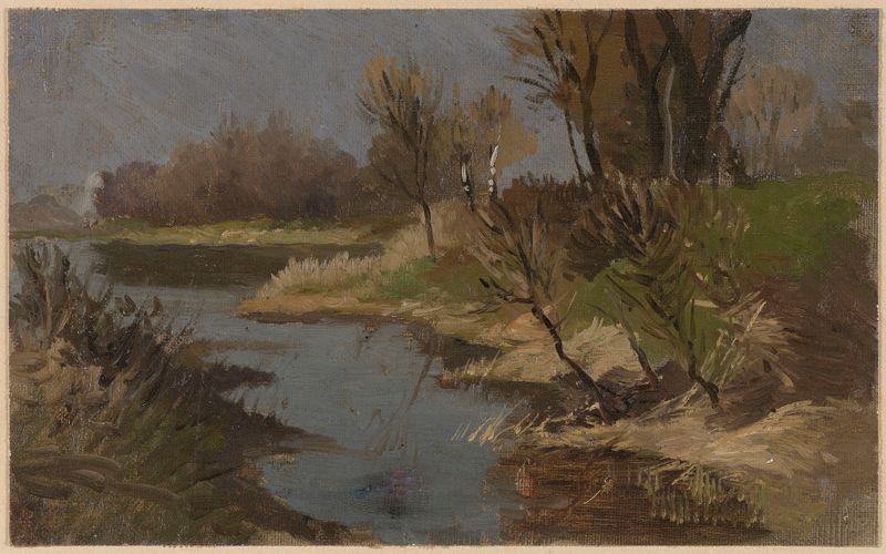 Landscape with a River by Theodor Blache, oil on canvas