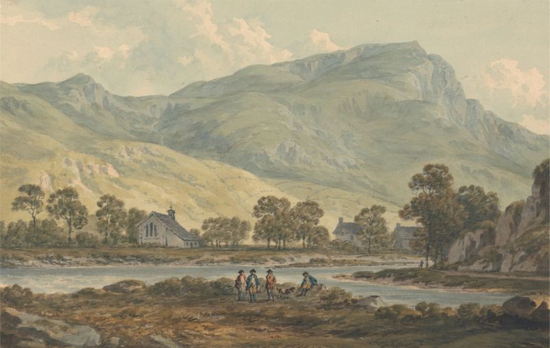 Landscape with hills and sunlight by John Warwick Smith, medium unknown.
