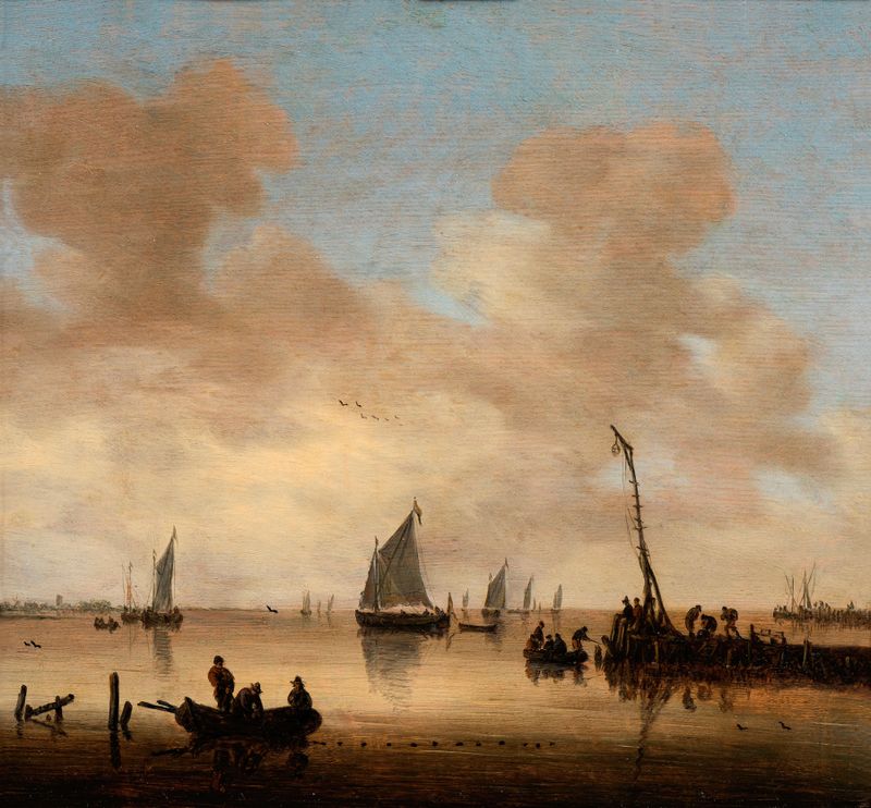 Lago tranquilo reflejando el cielo, de Jeronymus van Diest, pintura al óleo