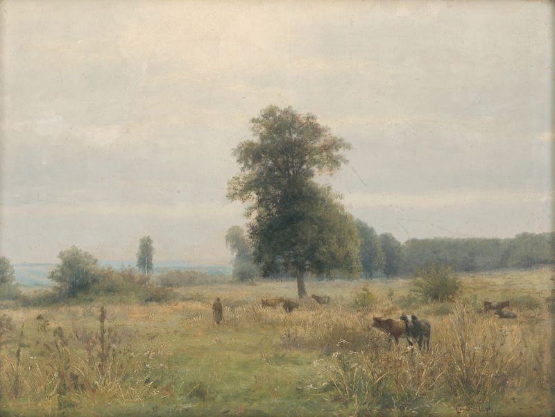 Paisaje con árboles, óleo sobre lienzo de Ľudovít Čordák