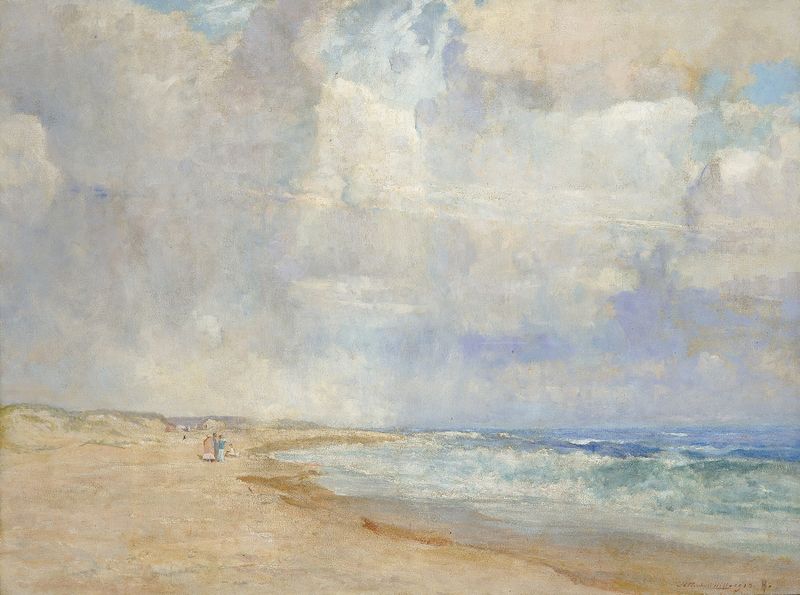Landscape depicting hills and a stormy sky, oil painting by Arthur Turnbull Hill