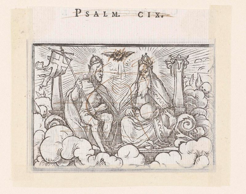 Drieëenheid de Hans Holbein (II), obra en papel que muestra la Santísima Trinidad con túnicas detalladas.