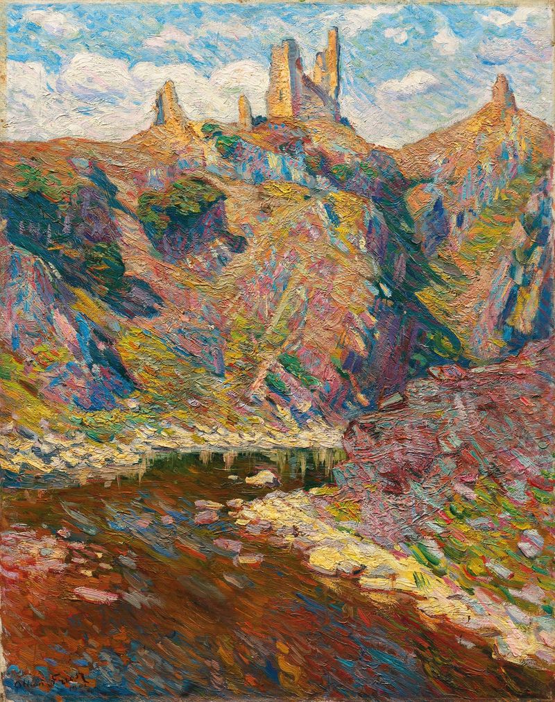 Château de Crozant dominant la Creuse by Emile Othon Friesz, oil painting depicting a lush landscape.