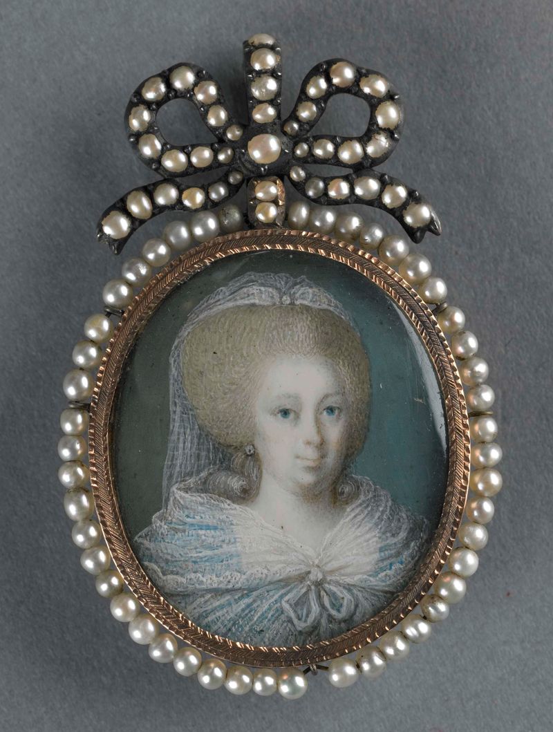 Retrato de Wilhelmina Carolina, princesa de Oranje-Nassau, meio de marfim, artista desconhecido