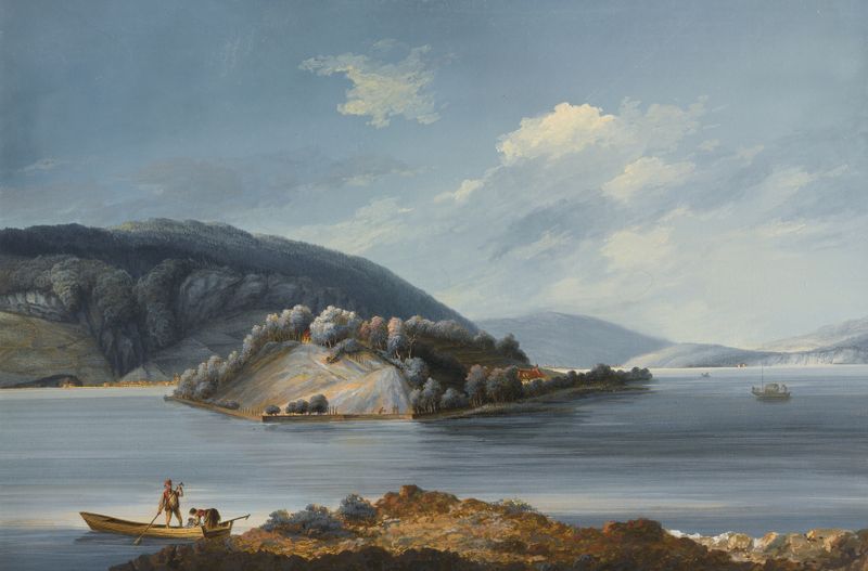 Vue de l’Isle de St. Pierre sur le Lac de Bienne, oil on canvas by Johann Baptist Stuntz